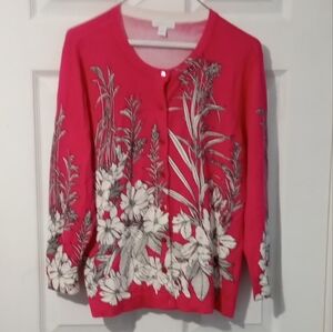 Charter Club Fuchsia Floral Cardigan